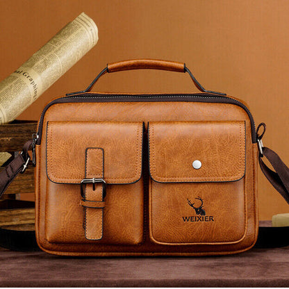 Men's Business pu Leather Briefcase Shoulder/Messenger Bag 8" Handbags Sport Bag