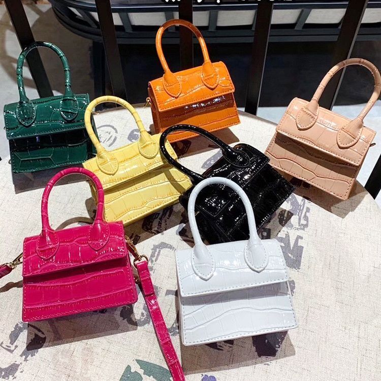 Small Square Bag Leather Handbag Crocodile Pattern Chain Shoulder Messenger Bags