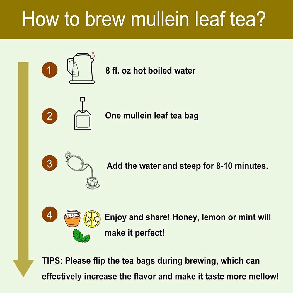2023 Mullein Tea Bags For Lungs 3g X 25 Bags Natural Premium Tea