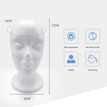 Flocking Female Foam Mannequin Head Model Hat Wig Display Stand Rack White E1j6