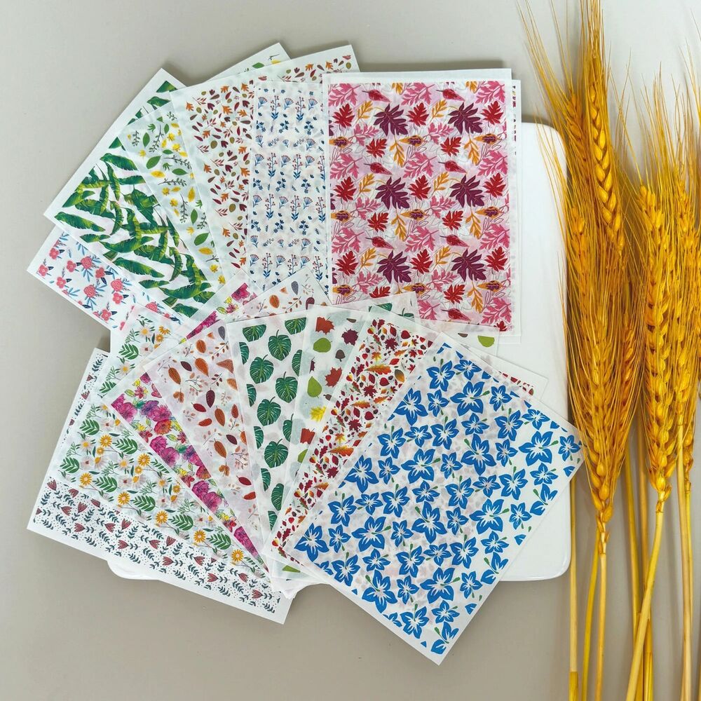 Ceramic Image Transfer Paper Autumn Fern Leaf Rose Flower DIY Dish Making Decals