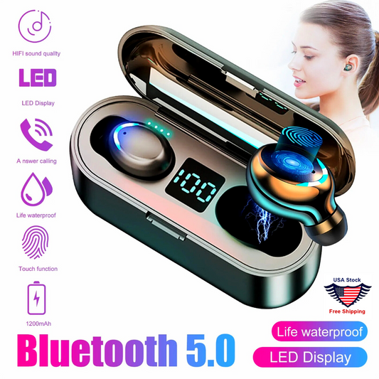 TWS Wireless Earbuds Bluetooth 5.0 Waterproof Headset Headphones With Power Bank