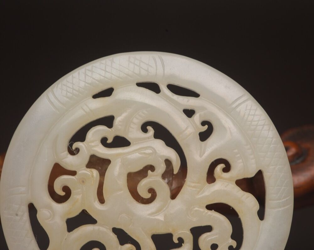 Antique Chinese Natural Hetian Jade Carving Phoenix Statue Exquisite Pendant Art