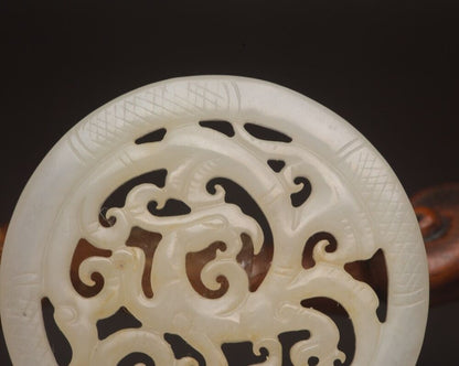 Antique Chinese Natural Hetian Jade Carving Phoenix Statue Exquisite Pendant Art
