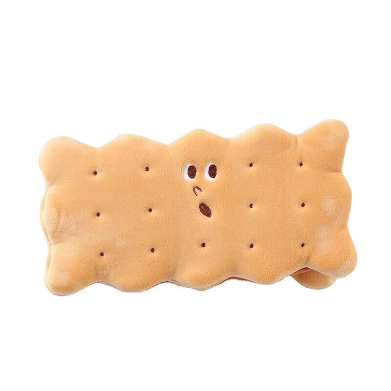 1X Biscuit Shape Pencil Box Plush Cookies Pencil Bag Large-capacity Pencil .82