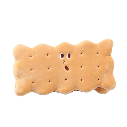1X Biscuit Shape Pencil Box Plush Cookies Pencil Bag Large-capacity Pencil .82