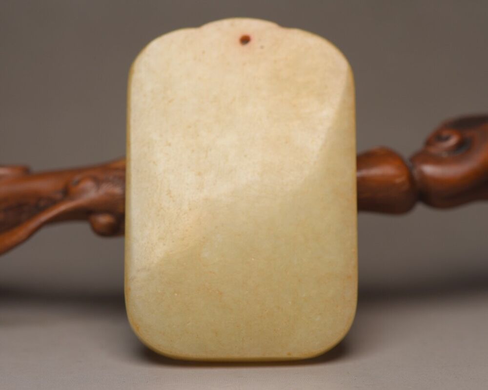Chinese Old Natural Hetian Jade Hand Carved Kwan Yin Statue Lucky Jade Pendant
