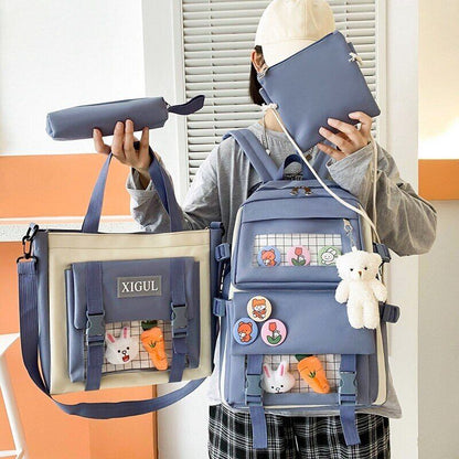 Women Backpack Student Girl School Bag Multi-piece set Backpack School Bags