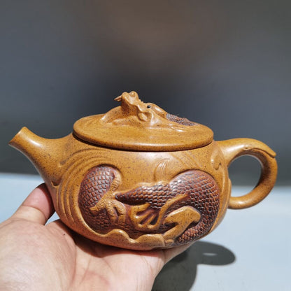 Vintage Chinese Yixing Purple Clay Teapot Zisha Ceramic Dragon Teaware Nice Rare