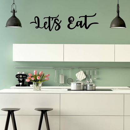 2 Pieces Let's Eat Metal Sign, Rustic Black Cutout Eat Kitchen Decor