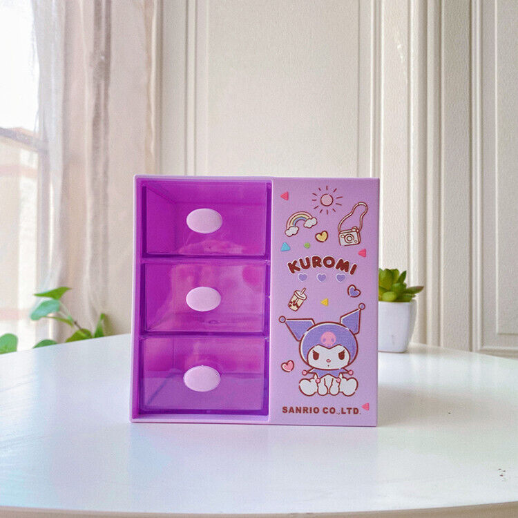 Cute Kuromi Girl Desktop Multi grid Cosmetics Storage Box Creative Pen Holder