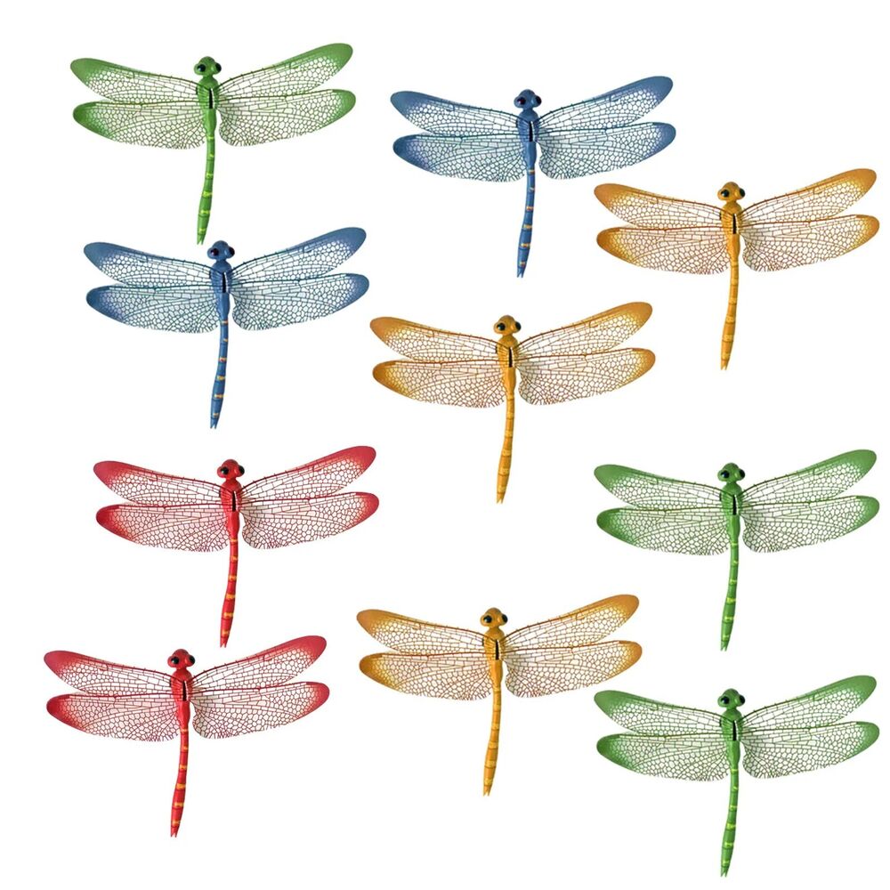 Dragonfly Ornament 10Pcs PVC Magnetic Simulated Home Garden Flower Bed Decor 9cm