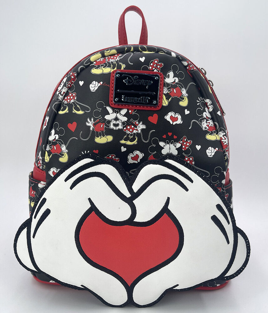Disney Mickey and Minnie Heart Hands Travel Loungefly New Bag Mini Backpack