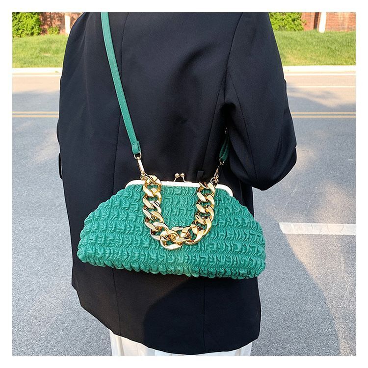 Clip Crossbody Bags Handbag Clutches Thick Chain Messenger Bag Purse 32*16*10 CM