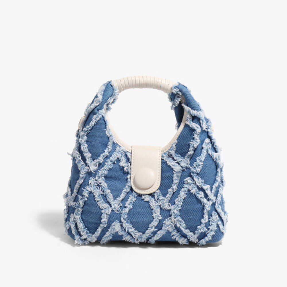 Cute Small Crossbody Shoulder Purse Denim Handbag Blue White Fashion 20*8*15 CM
