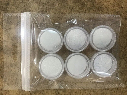 Nail Art Glitter Powder 6Pcs Unicorn Aurora White Sequin Dust Small Flakes Decor