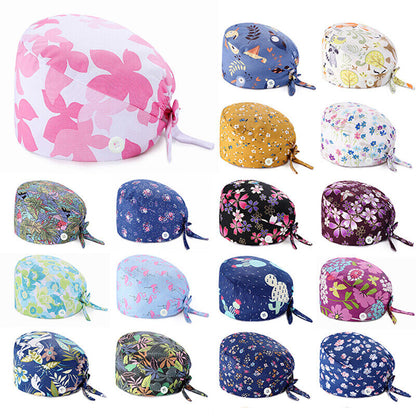 Nurse Baotou Cap Floral Surgical Cap Doctor Hat Printing Sweat-absorbent Towel
