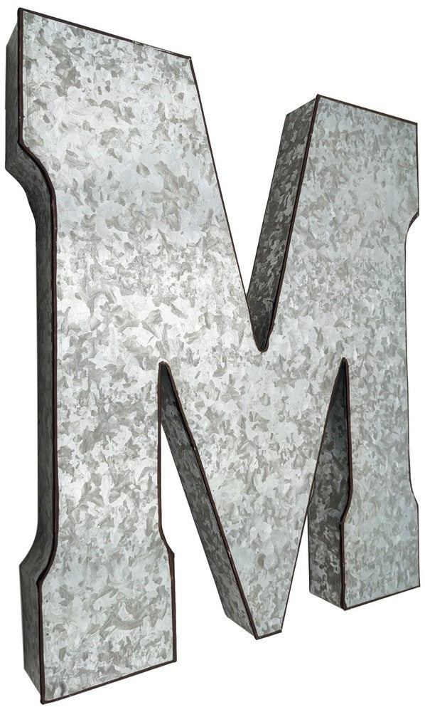 Huge 20" Metal Letter Hanging Wall Décor, Galvanized Metal with Rusted Edges