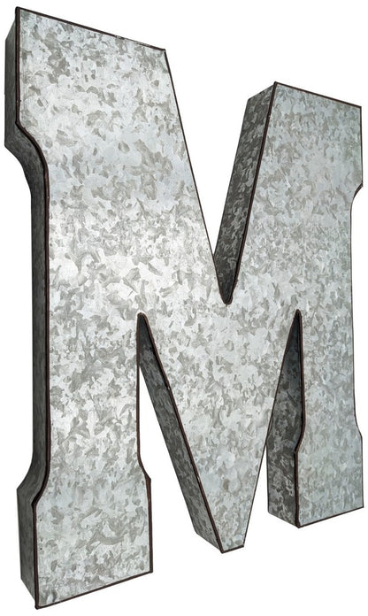 Huge 20" Metal Letter Hanging Wall Décor, Galvanized Metal with Rusted Edges