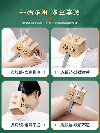 Wooden Moxibustion Box Portable Moxa Fumigation Tool Wormwood Article Tool 艾灸艾条