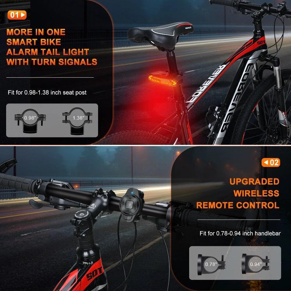 Bike Cargo Rack Tail Light with Turn Signals and Brake Light Wireless Bike