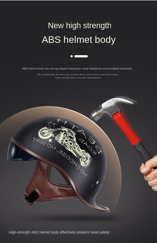 Retro Lightweight Open Face Motorcycle Helmet Fashion Helmet with Internal Visor