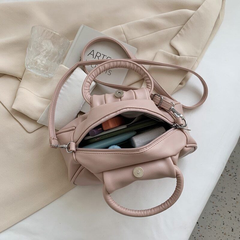 Leather Shoulder Bags Women Ladies Handbags Pleated Tote Bag Bags Cross Body Bag