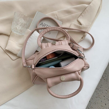 Leather Shoulder Bags Women Ladies Handbags Pleated Tote Bag Bags Cross Body Bag