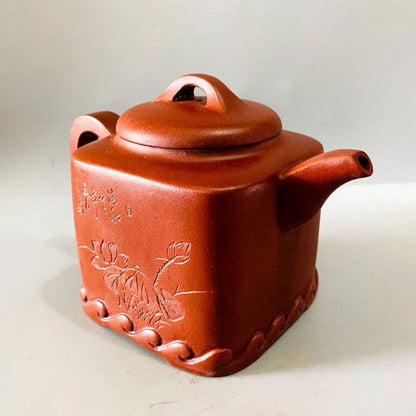 Vintage Chinese Yixing Purple Clay Teapot Zisha Ceremony Collectible Calligraphy