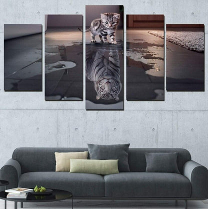 5Pcs Wall Art Canvas Painting Picture Home Decor Modern Abstract Cat White Tiger