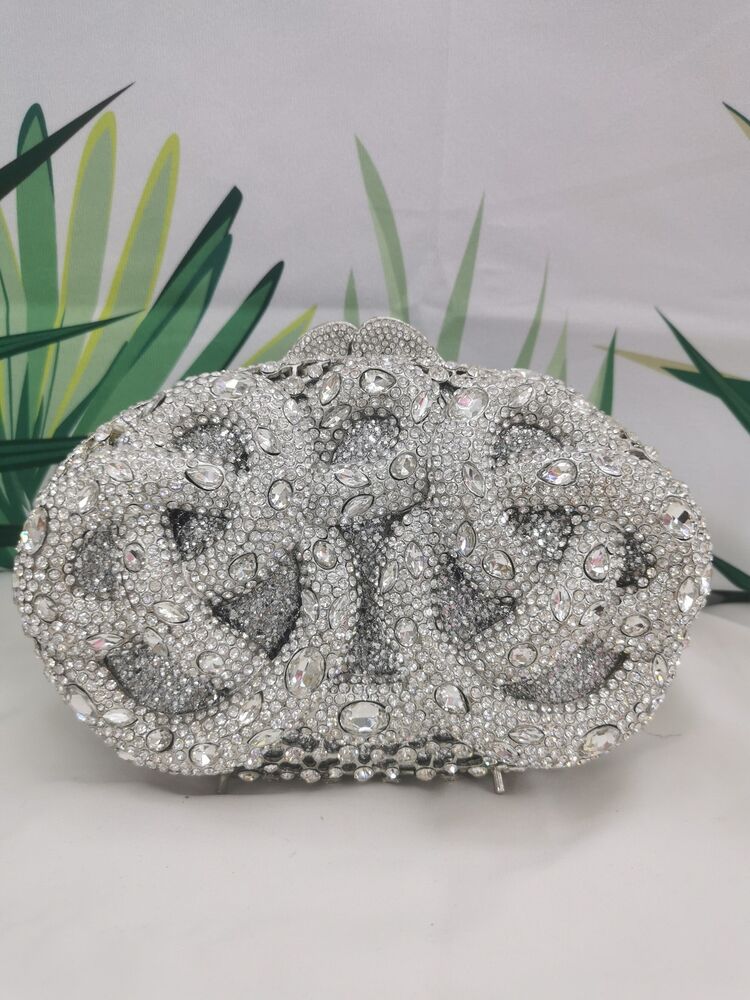 Pink/Green/Silver Rhinestone Bags Diamond Crystal Clutch Elegant Purse 19*12*6CM