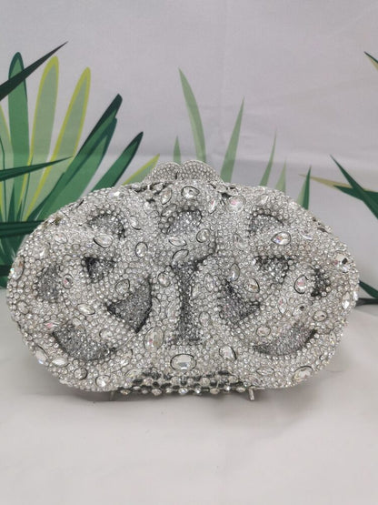 Pink/Green/Silver Rhinestone Bags Diamond Crystal Clutch Elegant Purse 19*12*6CM