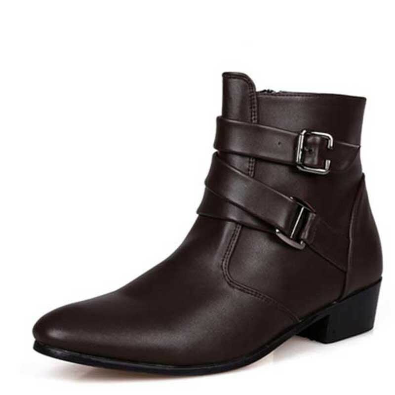 Men's Low Heeled Boots Punk Motorcycle Ankle Shoes Zipper Up Oxfords Classic NEW