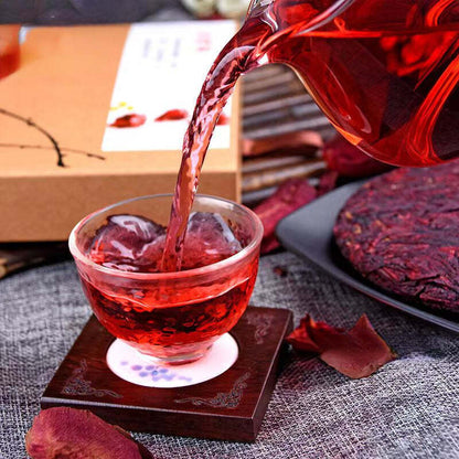200g Rose Tea Cake Yunnan Specialties Flower Tea Chinese Organic Roselle Red Tea