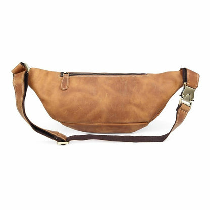 Men's Light Brown Vintage Leather Small Belt Bag Waist Belt Fanny Pack Sports