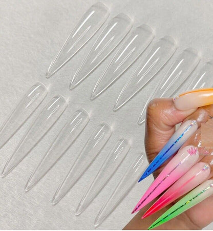 Fake Nail Tips Plastic 3XL Extra Long Stiletto Acrylic Full Manicure Tool 240Pcs