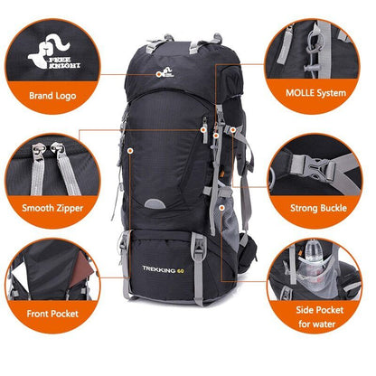 60L Frame Hiking Backpack Camping Trekking Bag Travel Backpack