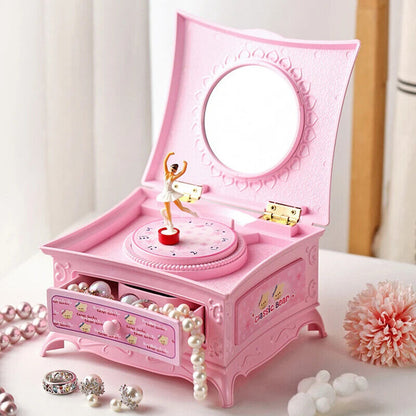Music Box Plastic Classic Rotating Ballerina Piano Jewelry Holders 16x13.6x9.1cm