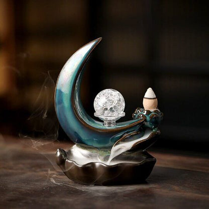 Backflow Incense Burner Incense Tray Home Creative Moon Incense Burner for Cones