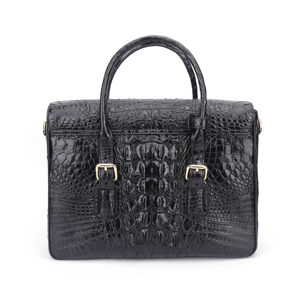 Crocodile Alligator Skin Men's Business Briefcase, Desinger Eagle Head Handbags