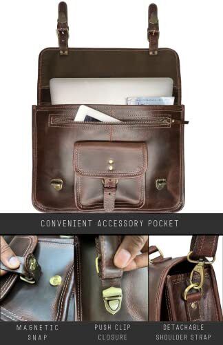 RUSTIC TOWN Leather Messenger Bag for Men - Full Grain Medium, Mulberry