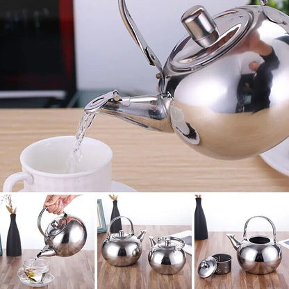 Whistling Tea Kettle W/Strainer Stainless Steel Portable Gas Stove Teapot 1.5-2L