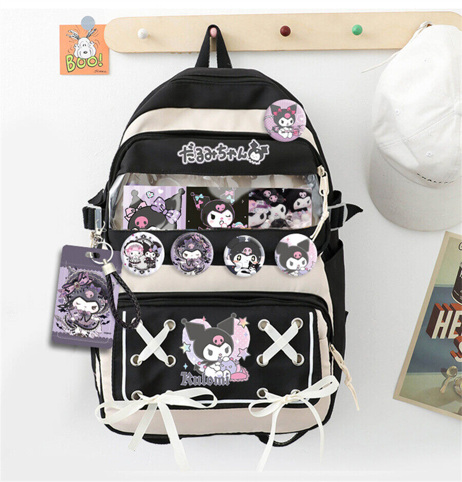 My Melody Kuromi Cinnamoroll Nylon Backpack Cartoon Student Schoolbag Travel Bag
