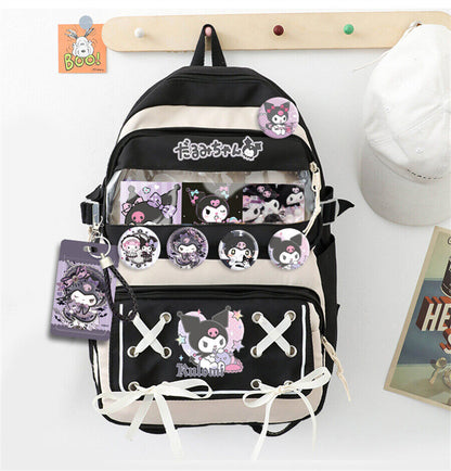 My Melody Kuromi Cinnamoroll Nylon Backpack Cartoon Student Schoolbag Travel Bag