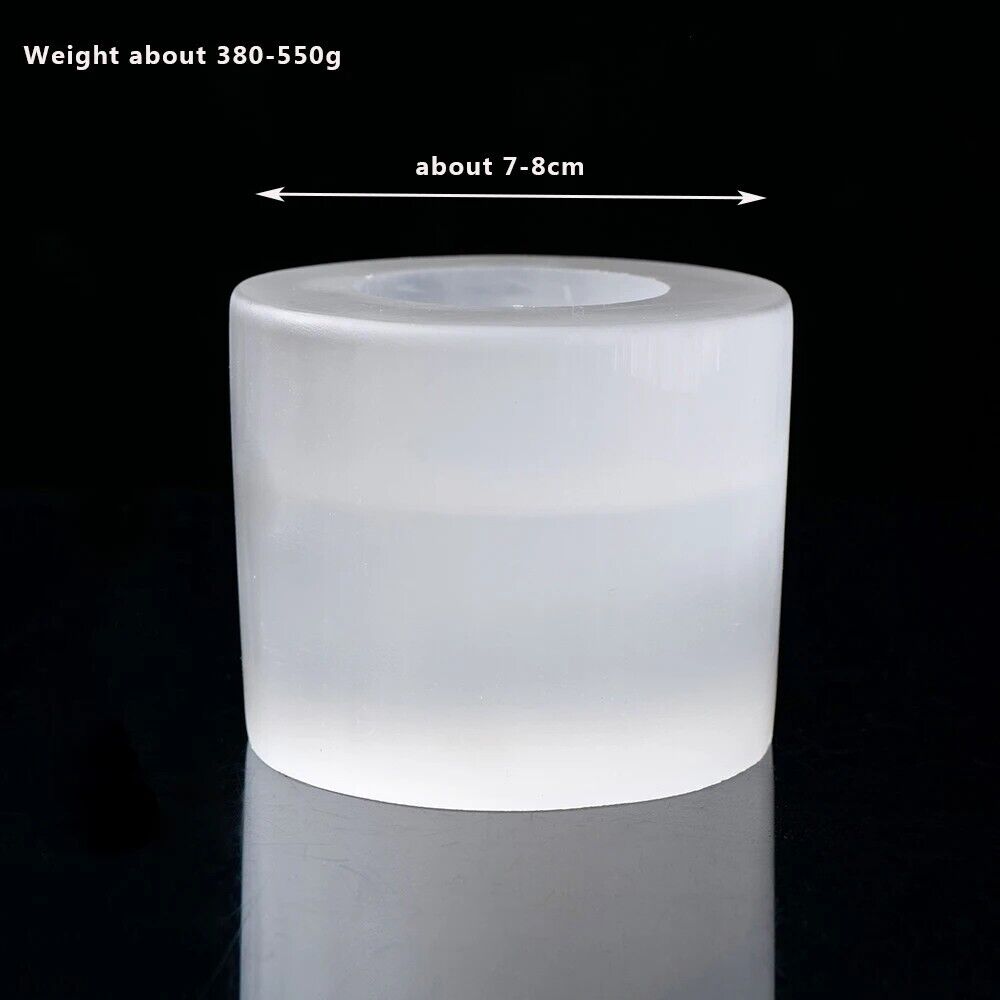 Candle Holder Natural Quartz Selenite Gypsum Carving Stand Healing Crystal 7-8cm