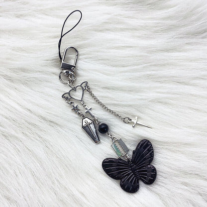 Y2K Phone Charms Pendant Butterfly Key Chain For Bag Cute Accessories