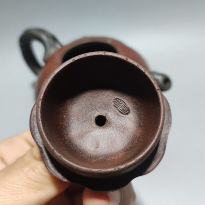 Vintage Chinese Yixing Purple Clay Teapot Zisha Ceremony Ceramic Pumpkin Teaware