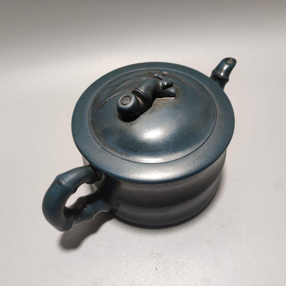 Vintage Chinese Yixing Purple Clay Teapot Zisha Ceremony Ceramic Bamboo Teaware