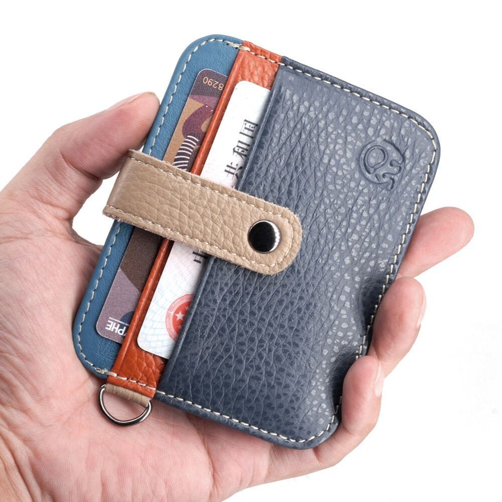 Genuine Leather Thin Wallet Credit Card Holder Key Holder Bag Cash Purse Cotton