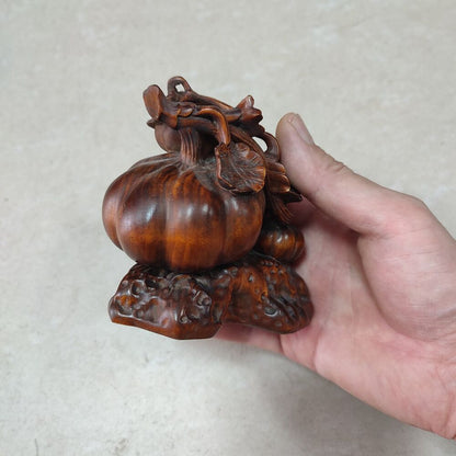 Asian wood carving Wooden Brown interior Home decoration pumpkin on Thanksgiving